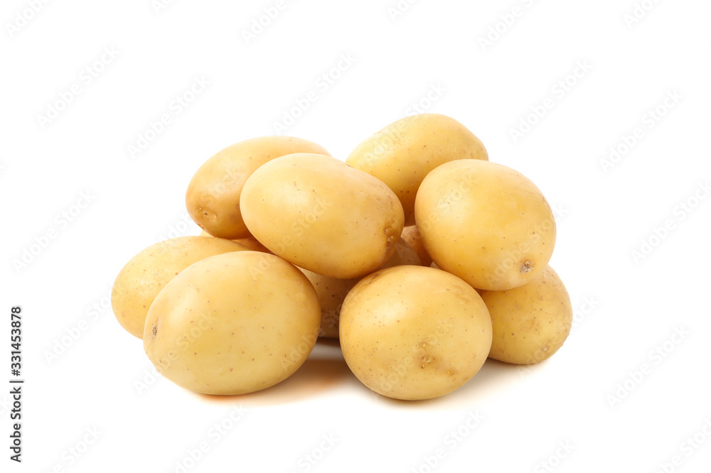 Heap of young potato isolated on white background Heap of young potato isolated on white background