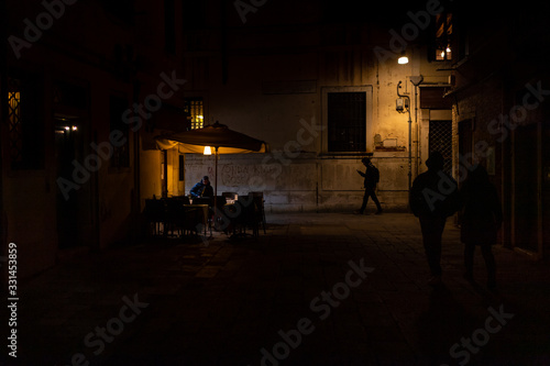 the empty streets of venice, Italy at night in 2020