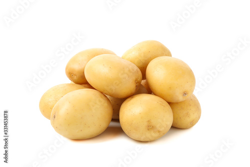 Heap of young potato isolated on white background