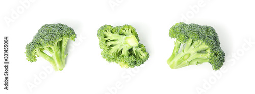 Broccoli isolated on white background, top view. Fresh vegetable