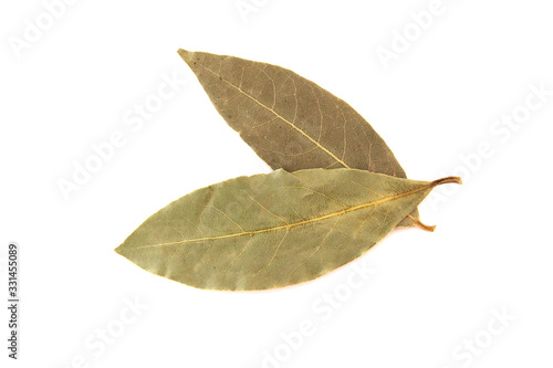 dried Bay leaf on a white background