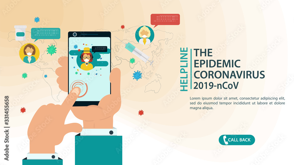 banner design hand calls the hotline to get help from a specialist doctor in the case of the COVID-2019 coronavirus epidemic flat vector illustration banner design hand calls the hotline to get help from a specialist doctor in the case of the COVID-2019 coronavirus epidemic flat vector illustration