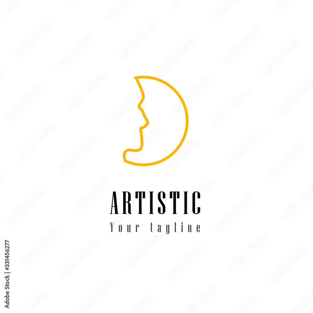 logo line art template design art face man silhouette for brand fashion