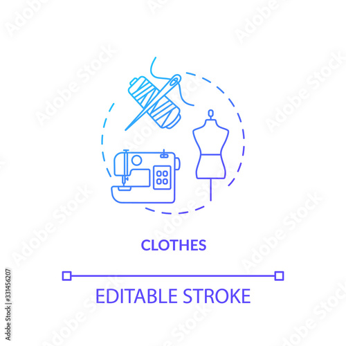 Atelier, garment design studio concept icon. Stylish clothes creating idea thin line illustration. Tailoring workshop, textile manufacture. Vector isolated outline RGB color drawing