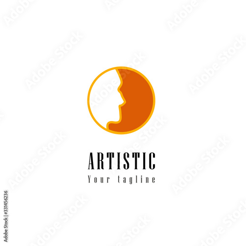 logo modern template design art face siluet man for brand fashion