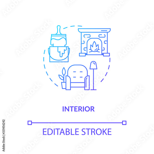 Interior renovation studio concept icon. Coziness creating idea thin line illustration. Apartment interior design and premises repair company. Vector isolated outline RGB color drawing
