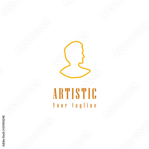 logo line art minimalist template design art face man for brand fashion