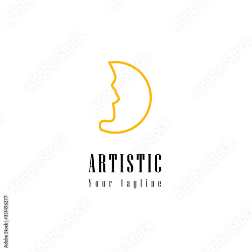logo line art template design art face man silhouette for brand fashion