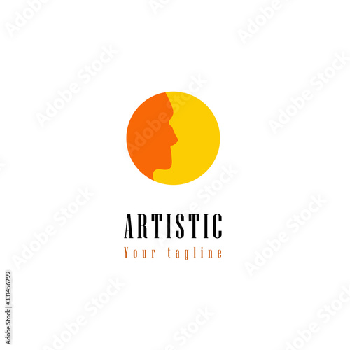 logo template design art face man silhouette for your brand fashion