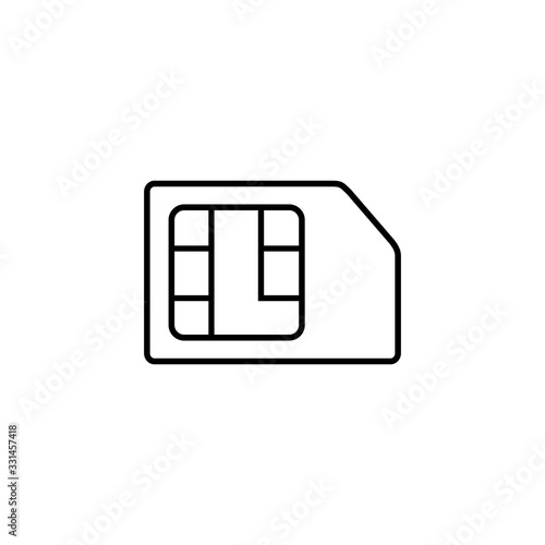 Sim card vector line icon. Sim card icon symbol. Sim card mobile slot icon