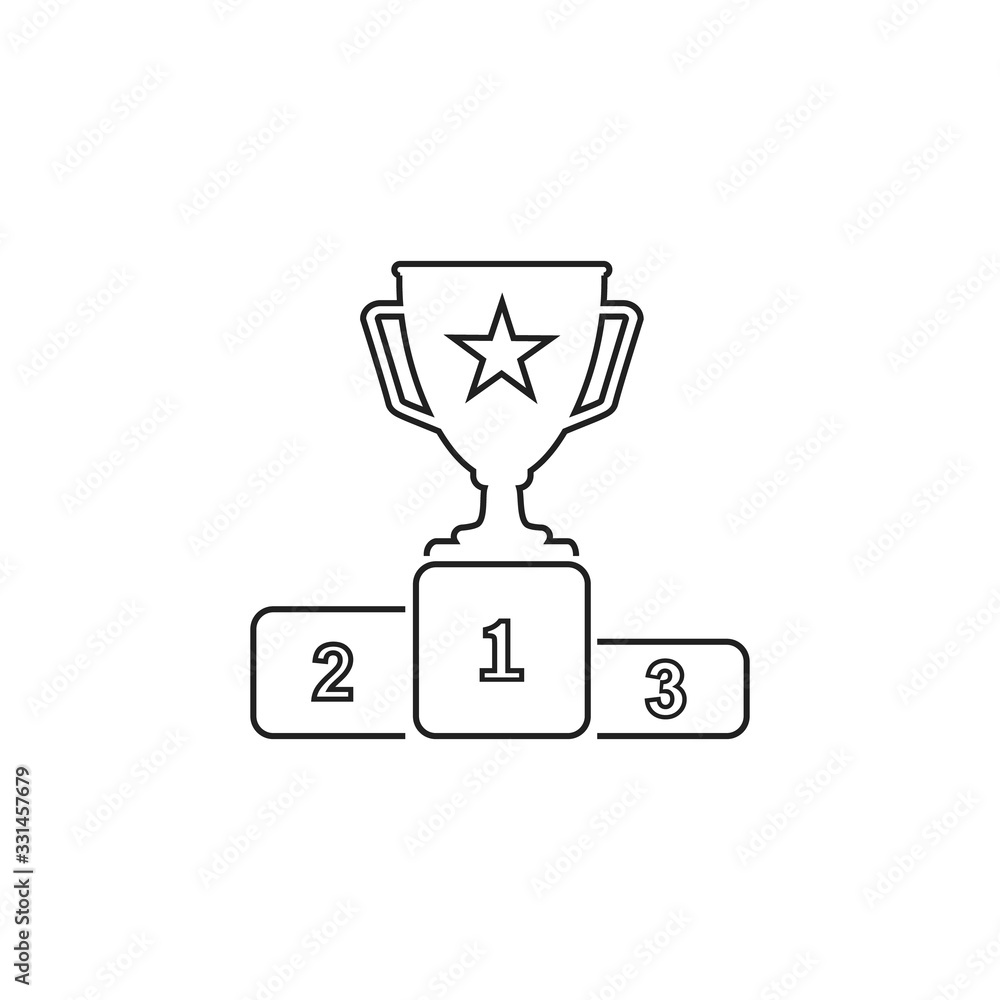 First prize gold trophy line icon, trophy, winner, first prize, runner-up prize, vector illustration and icon. Vector