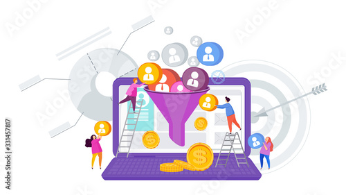 Sales funnel concept. Attracting potential customers.