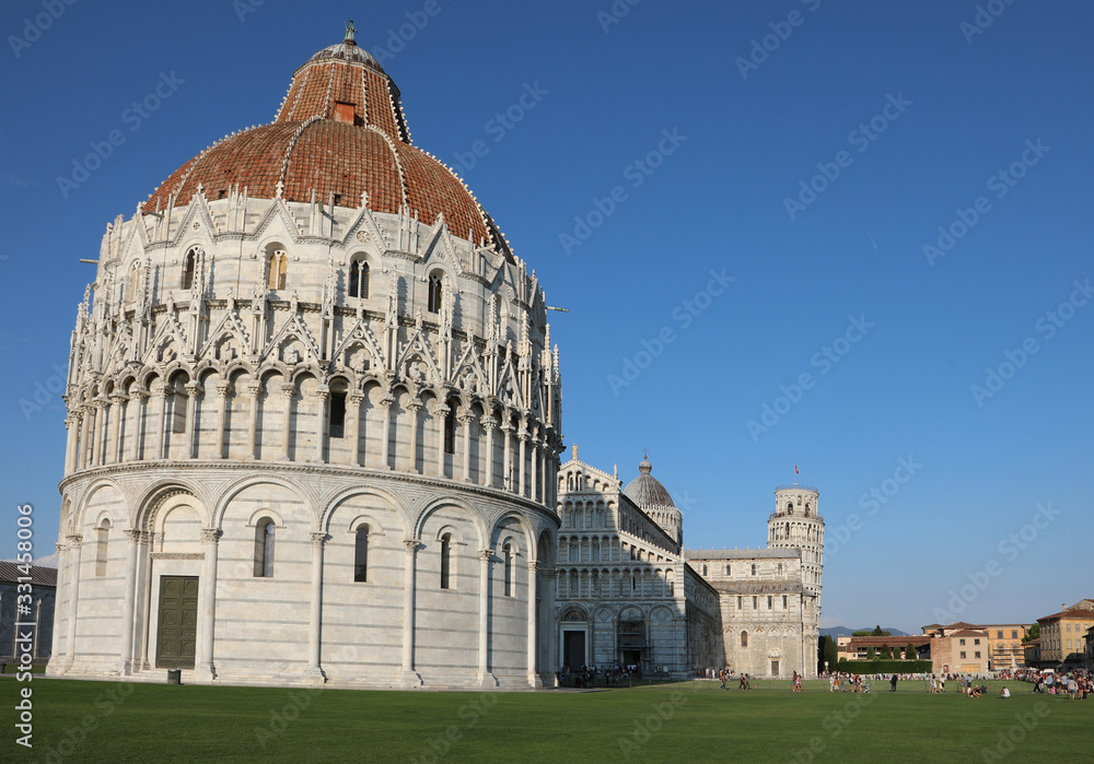 Pisa, PI, Italy - August 21, 2019: Main square of city called Pi