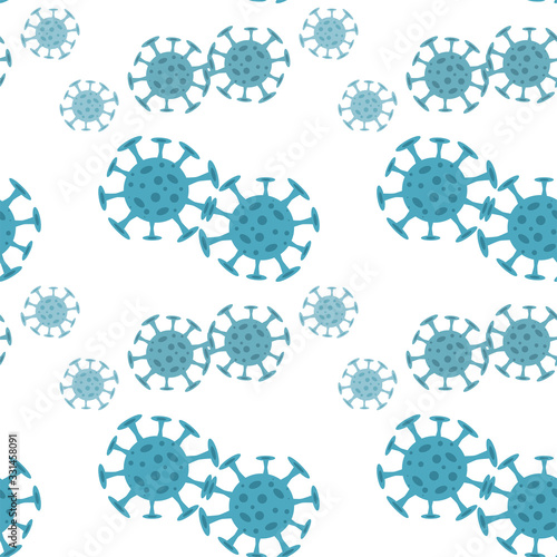 Seamless pattern with coronavirus virus in 2020. World Coronavirus Cell China Influenza Respiratory Coronavirus