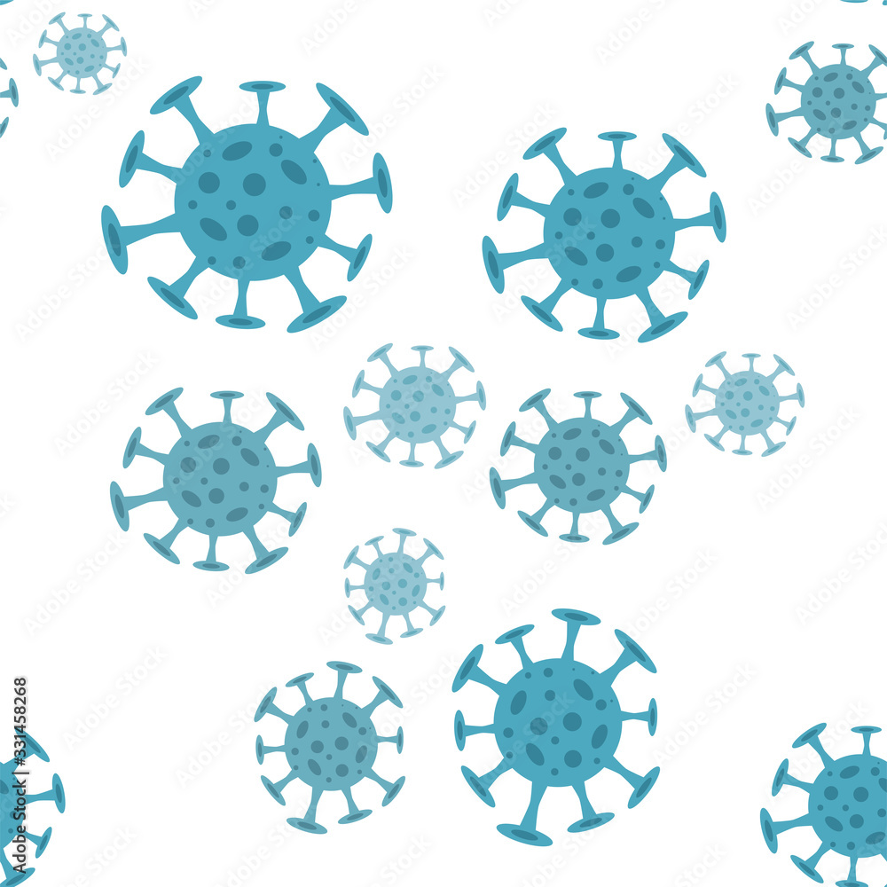 Seamless pattern with coronavirus virus in 2020. World Coronavirus Cell China Influenza Respiratory Coronavirus