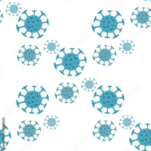 Seamless pattern with coronavirus virus in 2020. World Coronavirus Cell China Influenza Respiratory Coronavirus