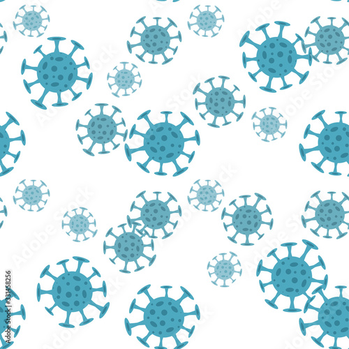 Seamless pattern with coronavirus virus in 2020. World Coronavirus Cell China Influenza Respiratory Coronavirus