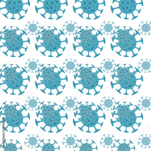 Seamless pattern with coronavirus virus in 2020. World Coronavirus Cell China Influenza Respiratory Coronavirus