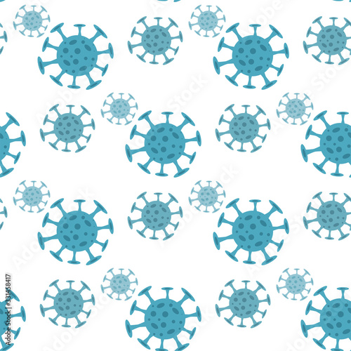 Seamless pattern with coronavirus virus in 2020. World Coronavirus Cell China Influenza Respiratory Coronavirus
