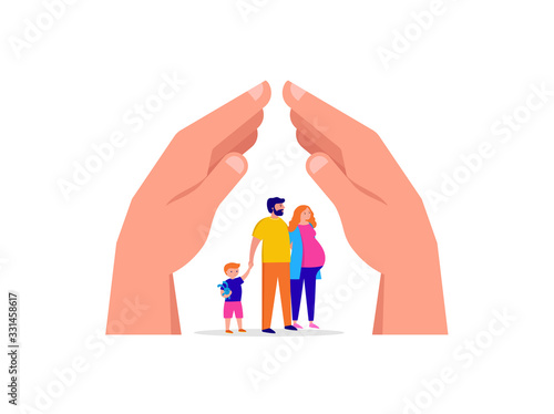 Stay at home, protect your family. Quarantine area concept, vector illustration
