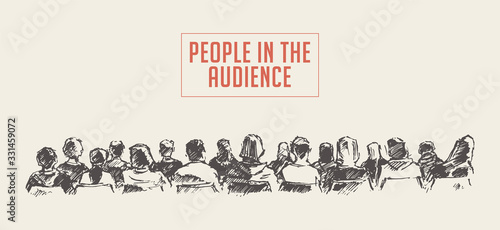 Obraz na plátně People sitting audience Lecture hall vector sketch