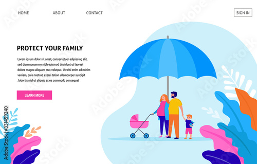 Stay at home, protect your family. Quarantine area concept, vector illustration