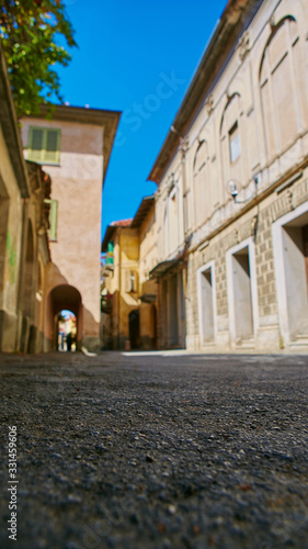 Empty Street in the Italian town Fossano in Province Cuneo  Region Piedmont  northern Italy.