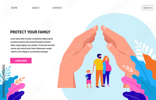 Stay at home, protect your family. Quarantine area concept, vector illustration