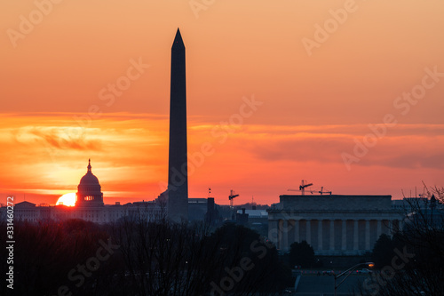 Sun Rises Behind the US Capitol on a Spring Morning