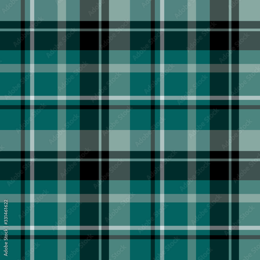 Fototapeta premium Seamless pattern in great discreet light and dark water green and black colors for plaid, fabric, textile, clothes, tablecloth and other things. Vector image.