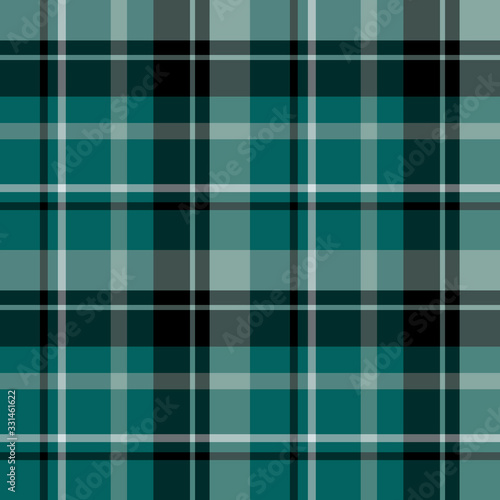 Seamless pattern in great discreet light and dark water green and black colors for plaid, fabric, textile, clothes, tablecloth and other things. Vector image.