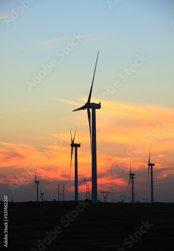 Wind turbines in the evening