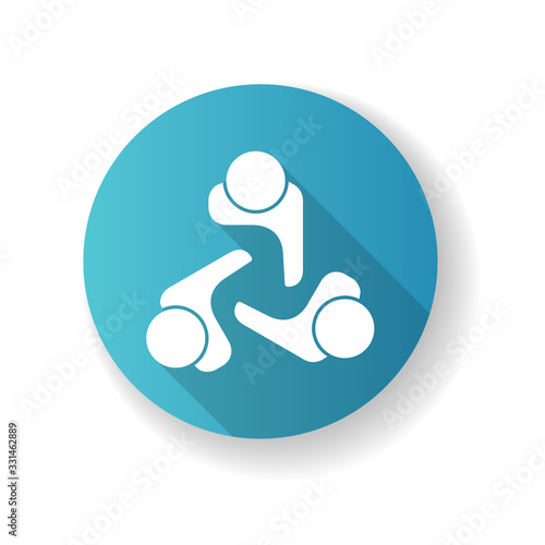 Company culture blue flat design long shadow glyph icon. Internal corporate ideology, professional business ethics, official office policy. Staff togetherness. Silhouette RGB color illustration