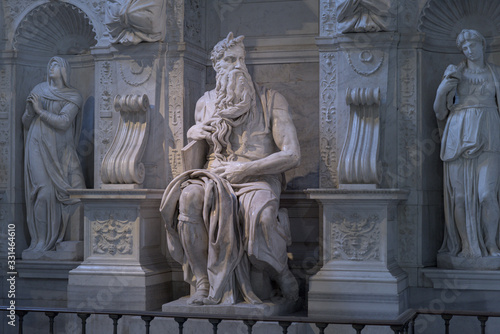 Moses sculpture by Michelangelo in San Petrio in Vincoli, Rome, Italy