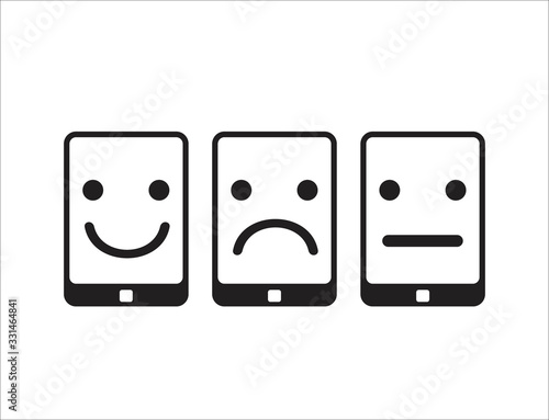 Set of icons of emotions smartphone.Vector illustration.