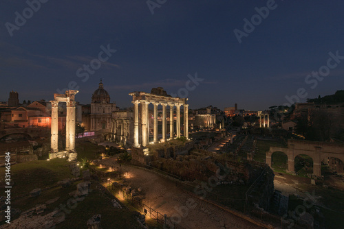 Ruins of the Roman Forum at night in Rome, Italy © Em Campos