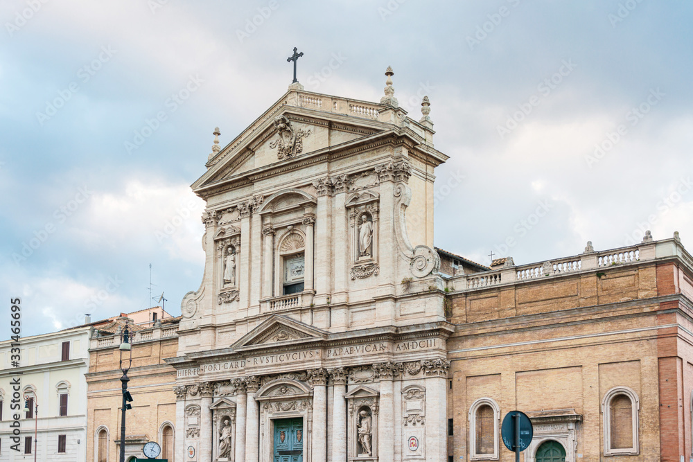 ROME, ITALY - January 17, 2019:Traditional Cathedral building in Rome, ITALY