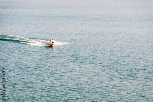 Tourists are enjoying boat ride in the Mangla Dam photo