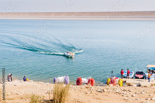 Tourists are enjoying boat ride in the Mangla Dam photo