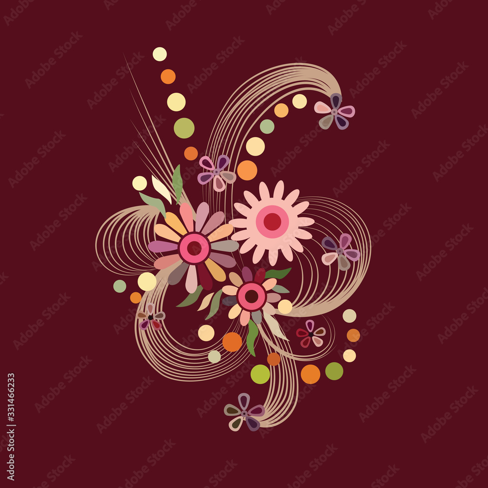 flat abstract flowers, design element, flat design flat abstract flowers, design element, flat design