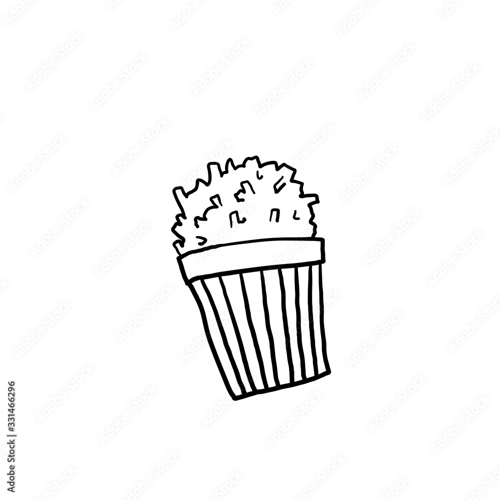 hand drawn doodle popcorn illustration with cartoon style vector hand drawn doodle popcorn illustration with cartoon style vector