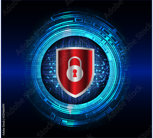 Closed Padlock on digital background, cyber security