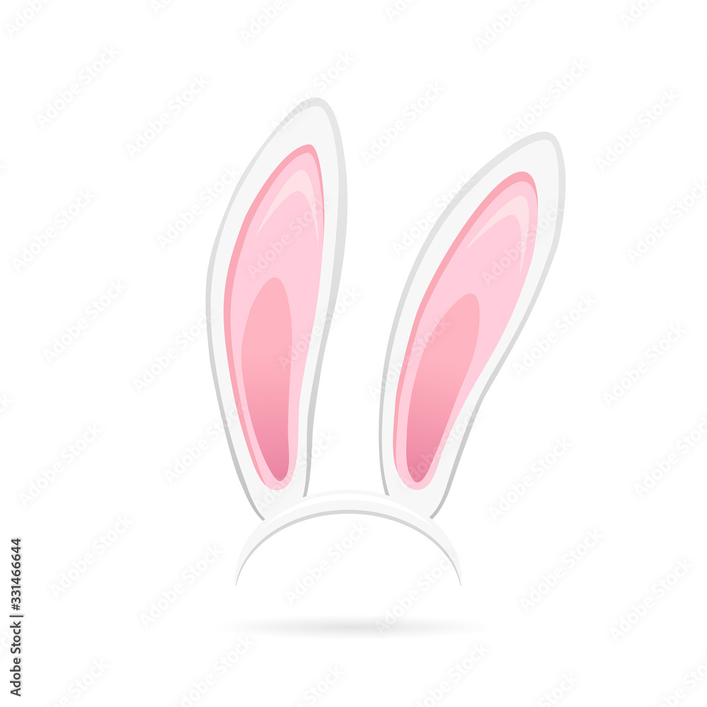 Easter bunny ears isolated on white background. Cartoon cute rabbit Headband for poster, banner or invitation cards. Vector illustration Easter bunny ears isolated on white background. Cartoon cute rabbit Headband for poster, banner or invitation cards. Vector illustration