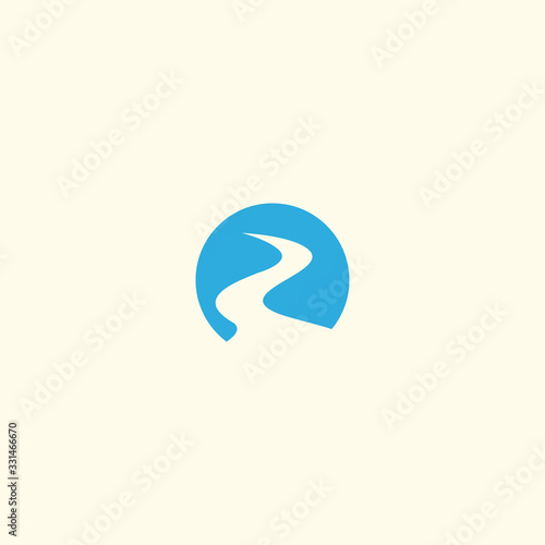 Fototapeta Naklejka Na Ścianę i Meble -  River stream flowing shape vector logo design.