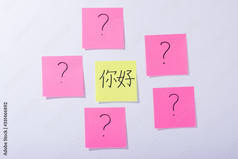 Communicative stickers: says “Hello” in Chinese, but nobody understands Communicative stickers: says “Hello” in Chinese, but nobody understands