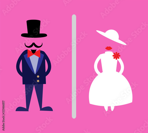 toilet sign and wedding