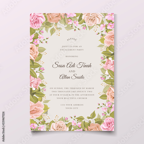 Beautiful floral wedding invitation card template