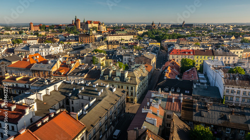 Panorama of Cracow, Poland, with royal Wawel castle, cathedral.