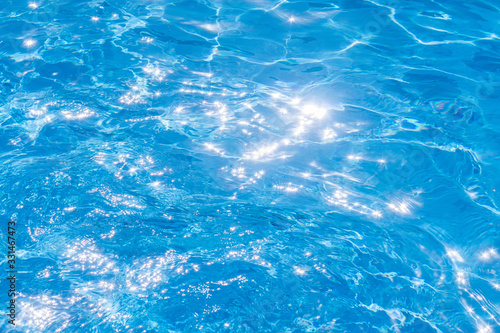 background texture of blue water in the pool. a bright Sunny day in the summer