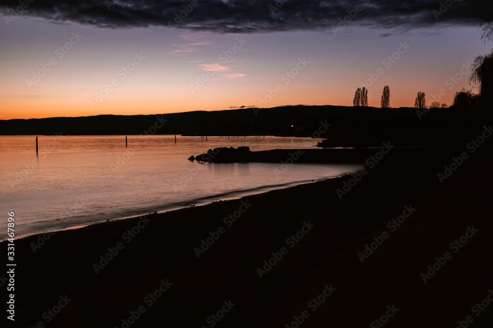 Sunset in Lac Leman Lausanne Switzerland